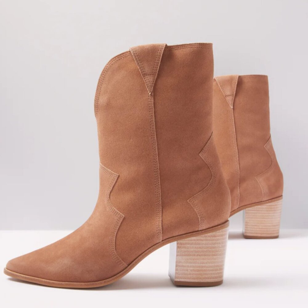 Kaanas Porto Caramel Pull On Stacked Heel Cowboy Boot Bootie Womens Size 11 - Picture 13 of 13